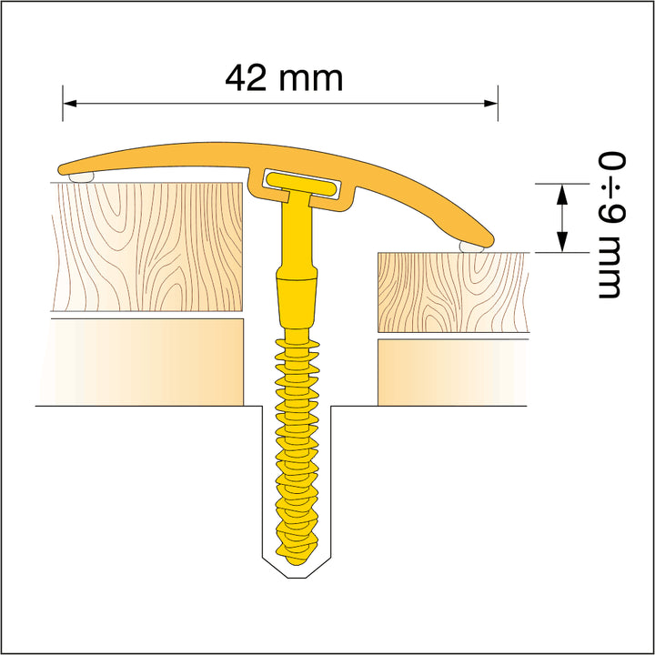 42mm PVC Threshold Strip with Wood Finish