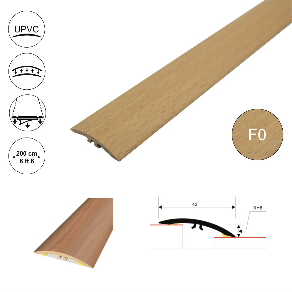 42mm Flat PVC Self Adhesive Wood Effect Door Threshold Strip