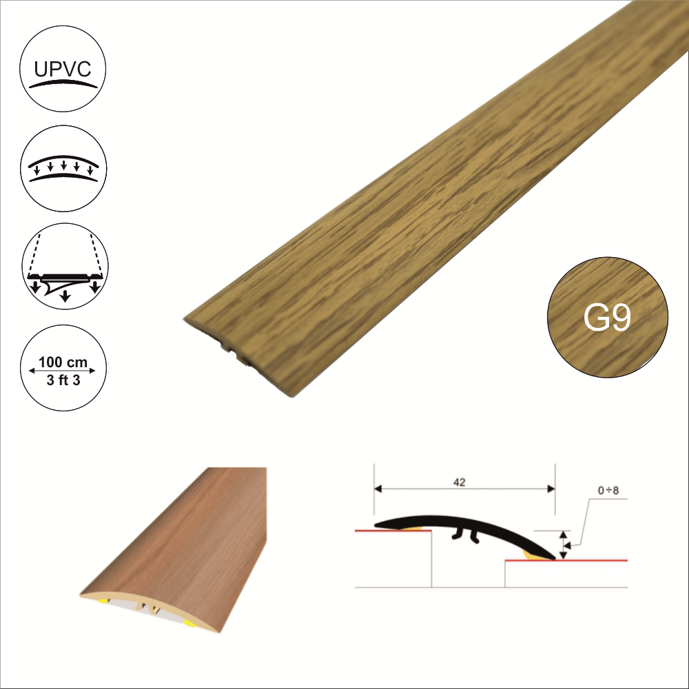 42mm Flat PVC Self Adhesive Wood Effect Door Threshold Strip