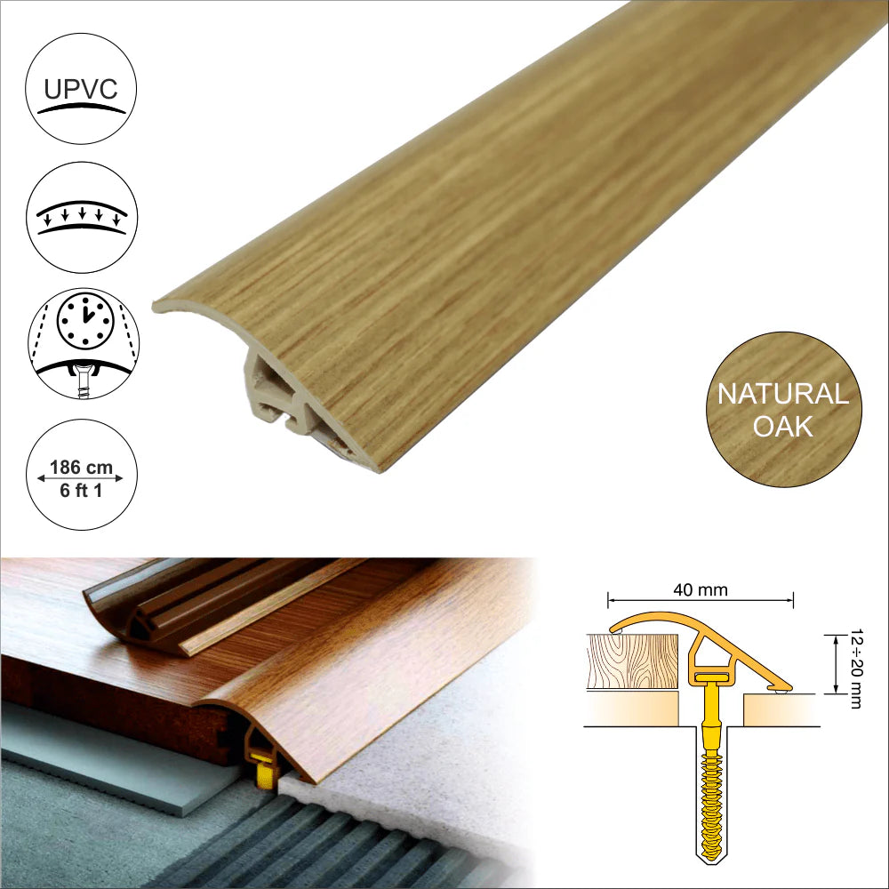 40mm Wood Effect PVC Door Threshold Ramp