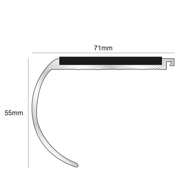 71 x 55mm Non Slip Aluminium Stair Nosing with Coloured PVC Insert for Safety and Compliance