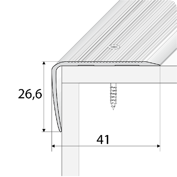 41 x 26.6mm Wooden Stair Tread Nosing in Non Slip Aluminum