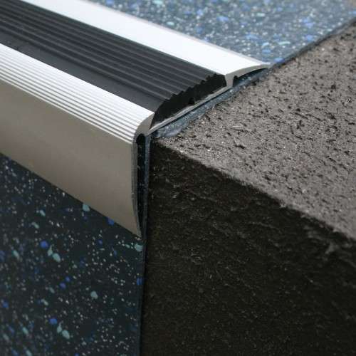 2.7m Non Slip Aluminium Stair Nosing with Rubber Insert - 54 x 30mm – Ideal for Vinyl and LVT Flooring Safety Edge