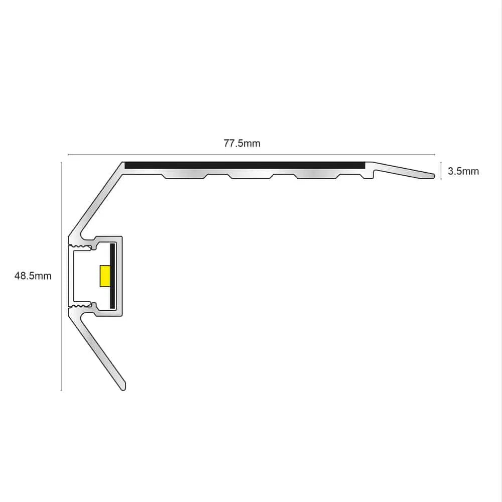 77.5 x 48.5mm Premium Non Slip Vision Light Out Stair Nosing