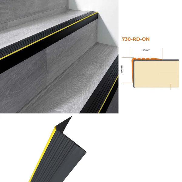 PVC Bullnose Stair Nosing Flexible and Anti Slip 55 x 40mm