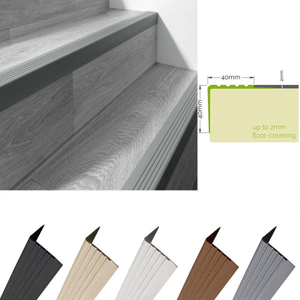 Bullnose Stair Nosing Non Slip Rubber Angle Edge for Steps 40 x 40mm