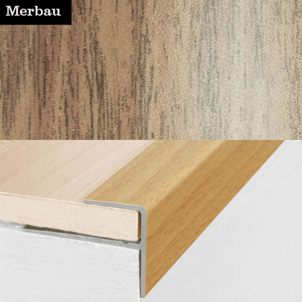 15 x 22mm Push In Aluminium Stair Nosing Edge Trim with Wood Finish for 8mm Floors