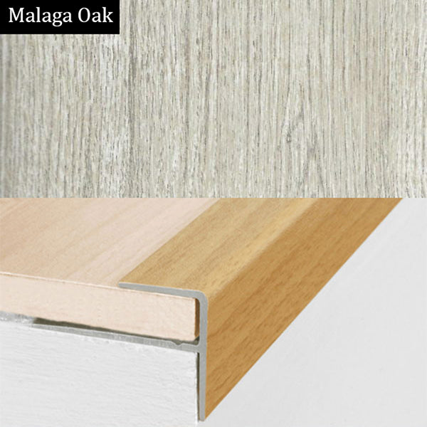 15 x 22mm Push In Aluminium Stair Nosing Edge Trim with Wood Finish for 8mm Floors