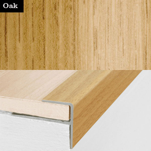 15 x 22mm Push In Aluminium Stair Nosing Edge Trim with Wood Finish for 8mm Floors
