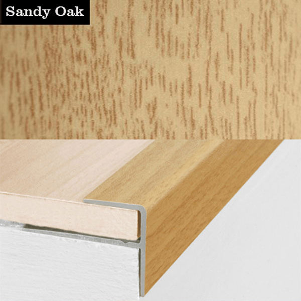 15 x 22mm Push In Aluminium Stair Nosing Edge Trim with Wood Finish for 8mm Floors