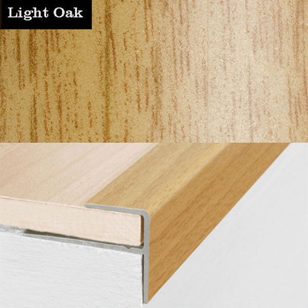15 x 22mm Push In Aluminium Stair Nosing Edge Trim with Wood Finish for 8mm Floors