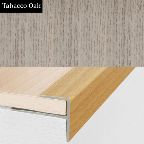 15 x 22mm Push In Aluminium Stair Nosing Edge Trim with Wood Finish for 8mm Floors
