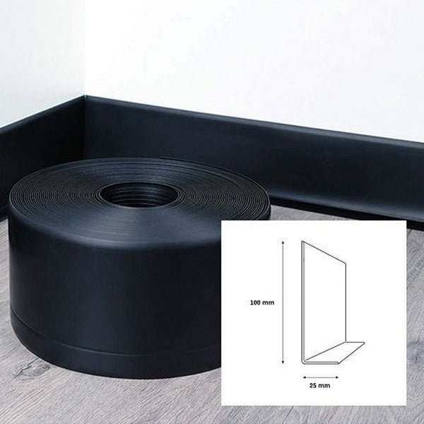 10m Roll of Flexible Skirting Board in PVC for Floors and Walls