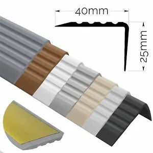 40x25mm Self Adhesive Bullnose Rubber Stair Nosing Trim - Durable, Flexible, Anti-Slip PVC Edge Trim