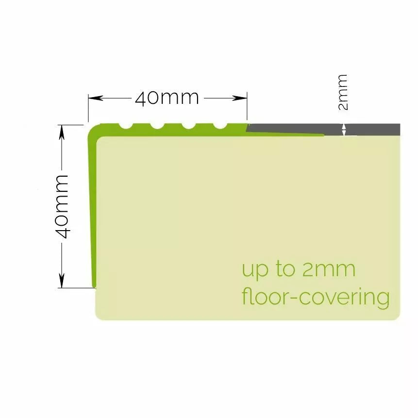 40x40mm Anti Slip Rubber Stair Nosing Edge - 900mm & 1500mm Flexible PVC Profile for Secure, Easy-to-Clean Steps