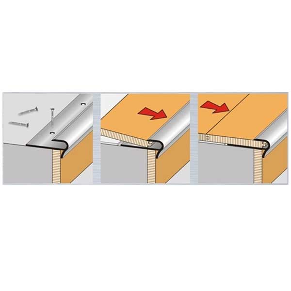 Anodised Aluminium Step Floor Stair Nosing Edge Trim for 14-16mm Flooring