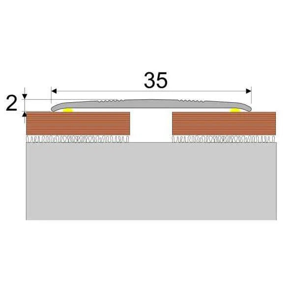 35mm Anodised Aluminium Flat Door Threshold with Self Adhesive Backing