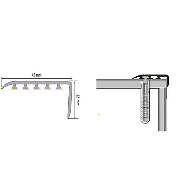 45 x 22mm UPVC Stair Nosing for Protecting Wooden Floor Edges
